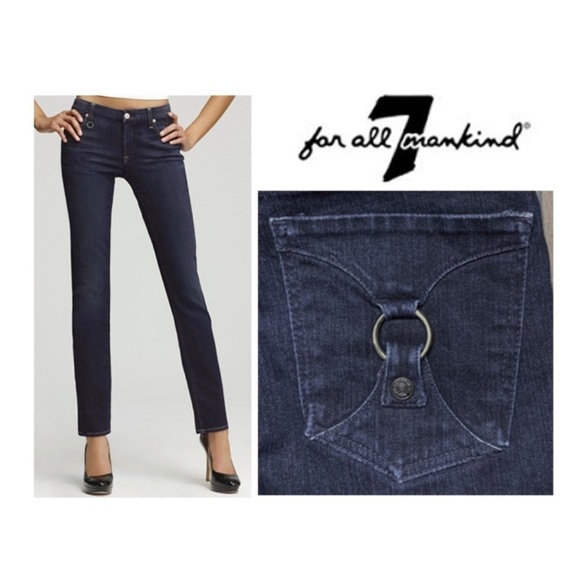 7 For‎ All Mankind Dark Straight Leg Jeans Buckle Size 29 - Picture 1 of 10
